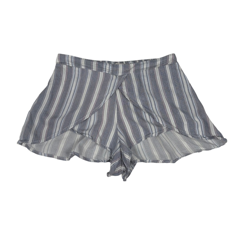 No Comment Striped Wrap Shorts Womens Small Blue‎ Pink White Rayon Boho